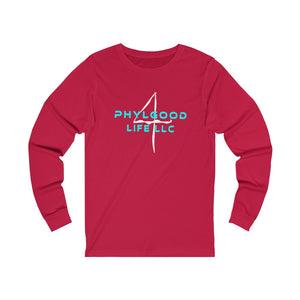 Phylgood Blue Adult Female Jersey Long Sleeve Tee in Black, Dark Grey Heather, Red, Black Heather, Heather Forest, Cardinal, Athletic Heather