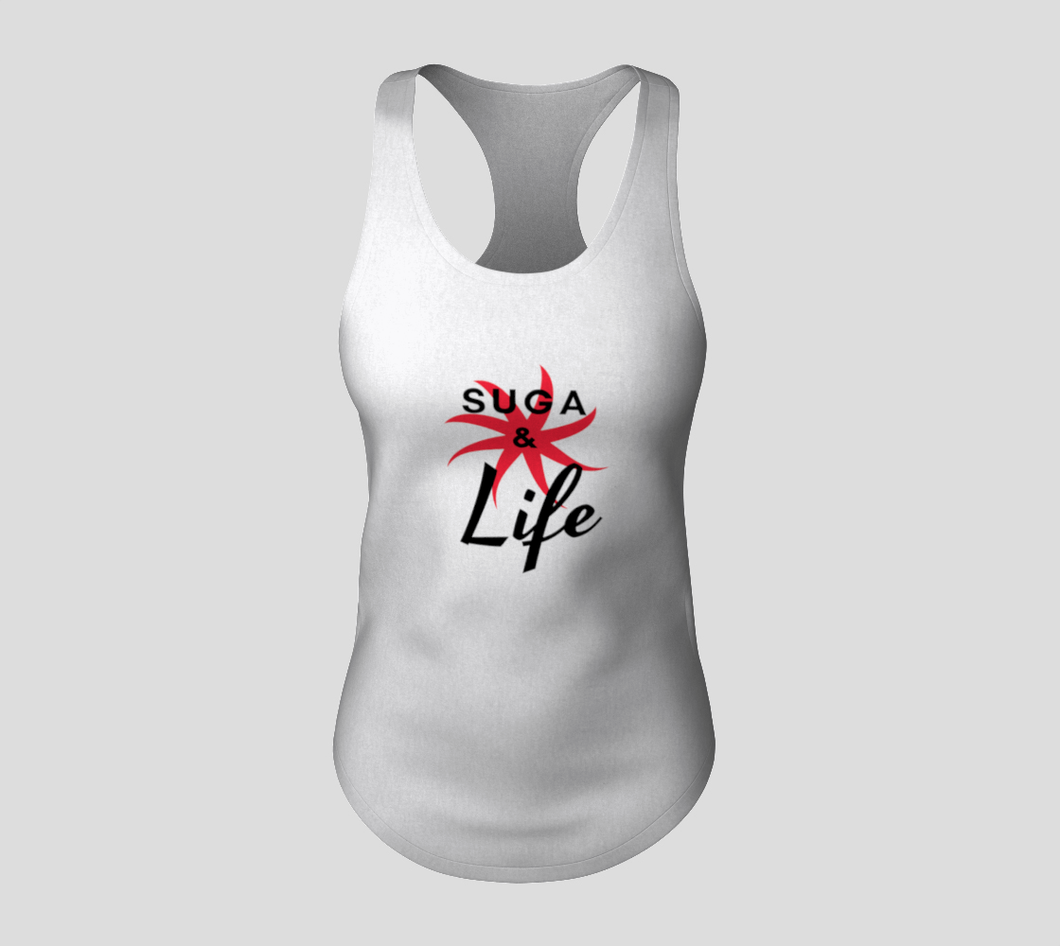 Suga & Life Adult Female White Racerback Tank Top