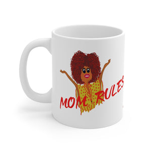 Red Mom Rules Mug 11oz