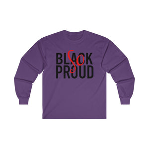 Black So Proud Adult Male Ultra Cotton Long Sleeve Tee in Sport Grey, Gold, Ash, Royal, Purple