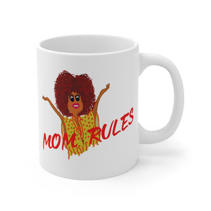 Red Mom Rules Mug 11oz