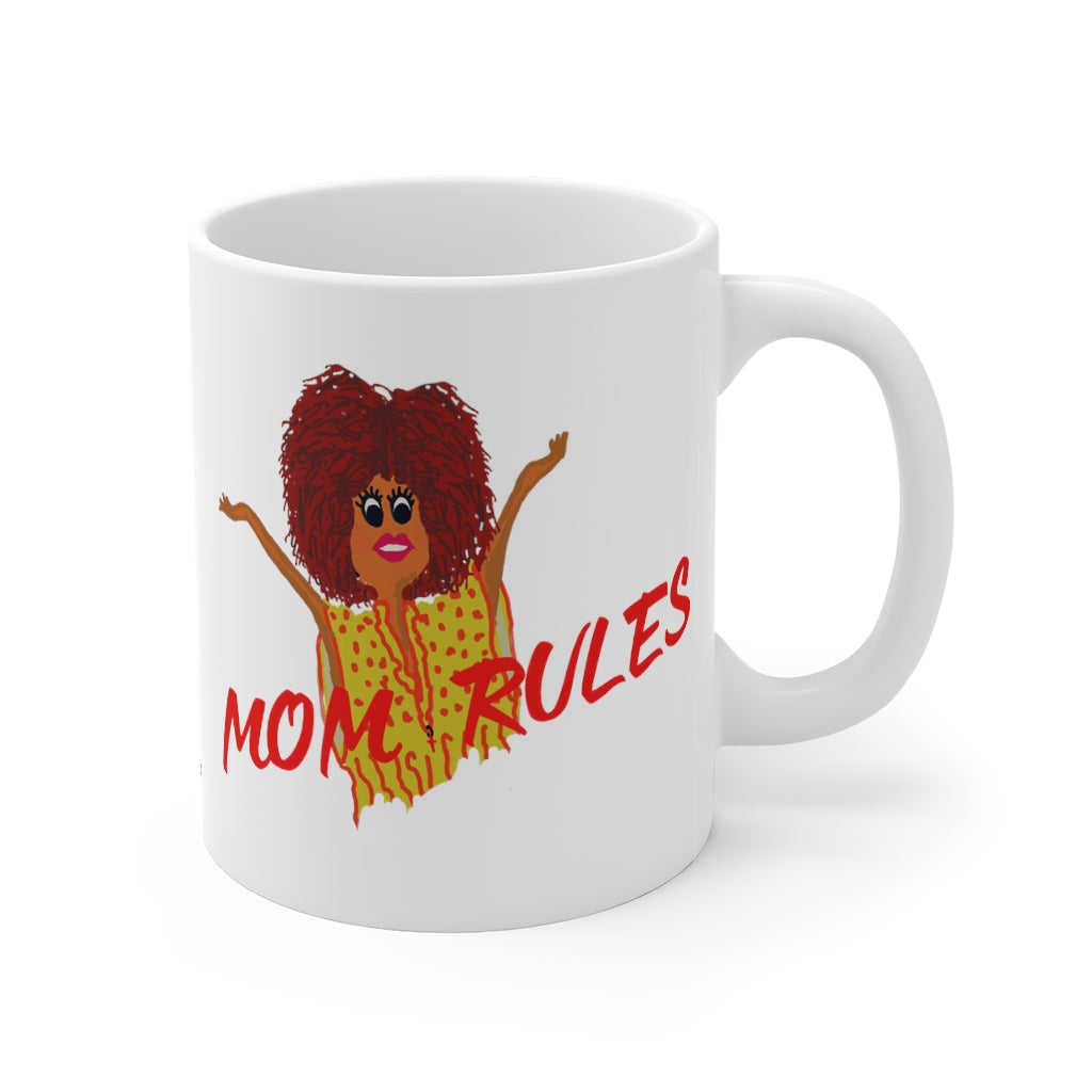 Red Mom Rules Mug 11oz