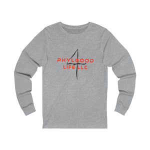 Phylgood Red Adult Female Jersey Long Sleeve Tee in White, Athletic Heather