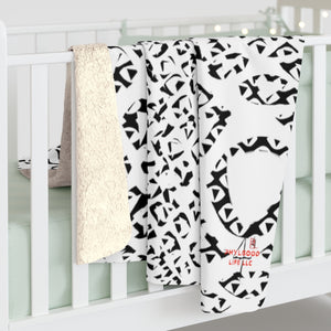 Jungle Sherpa Fleece Blanket with White Lining in White/Black 50”x60”, Black/White 60”x80”