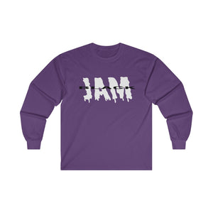 Black Jam Adult Male Ultra Cotton Long Sleeve Tee in Sport Grey, Ash, Royal, Purple