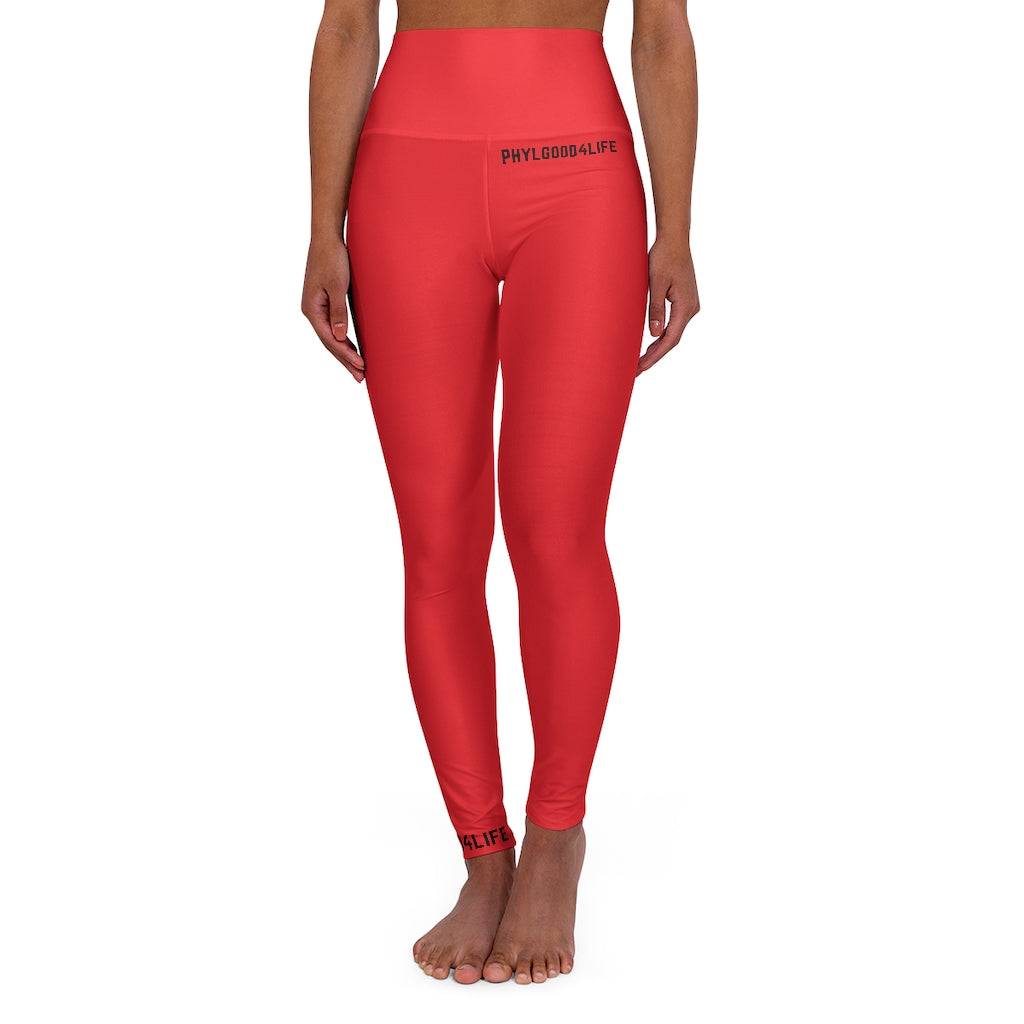 Red Adult Female High Waisted Yoga Leggings
