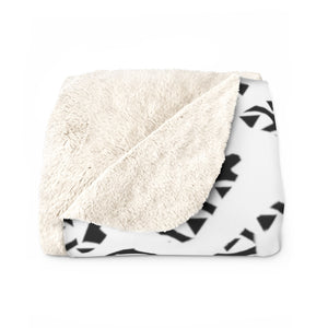 Jungle Sherpa Fleece Blanket with White Lining in White/Black 50”x60”, Black/White 60”x80”