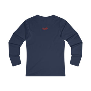 Struck By Love Adult Female Fitted Long Sleeve Tee in White, Black, Sport Grey, Navy, Red