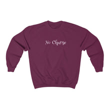 Load image into Gallery viewer, No Charge Adult Female Heavy Blend™ Crewneck Sweatshirt in Purple, Antique Sapphire, Forest Green, Dark Heather, Maroon, Navy, Orange, Red, Black
