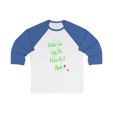 Load image into Gallery viewer, Ready Adult Female 3/4 Sleeve Baseball Tee in White/Kelly, White/Navy, White/Red, White/True Royal, White/Black,Black/White
