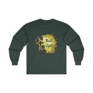 But God Adult Male Ultra Cotton Long Sleeve Tee in White, Sport Grey, Ash, Forest Green, Dark Heather