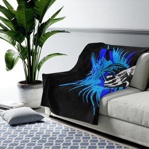 Heat Blue Velveteen Plush Blanket in 30”x40”, 50”x60”, 60”x80”