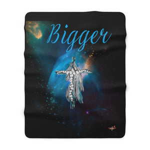 Bigger Blue Sherpa Fleece Blanket in 50” x 60”, 60” x 80”