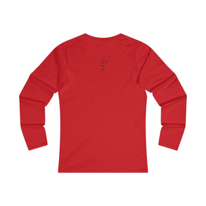 Struck By Love Adult Female Fitted Long Sleeve Tee in White, Black, Sport Grey, Navy, Red