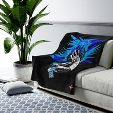 Load image into Gallery viewer, Heat Blue Velveteen Plush Blanket in 30”x40”, 50”x60”, 60”x80”
