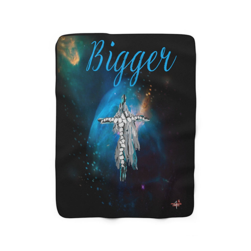 Bigger Blue Sherpa Fleece Blanket in 50” x 60”, 60” x 80”