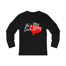 Load image into Gallery viewer, Love Story Adult Female Fitted Long Sleeve Tee Black, Sport Grey, Navy, Red
