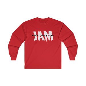 Black Jam Adult Female Ultra Cotton Long Sleeve Tee in Sport Grey, Gold, Irish Green, Light Pink, Red