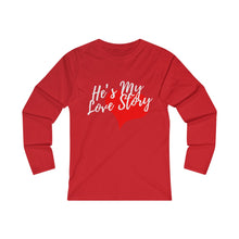 Load image into Gallery viewer, Love Story Adult Female Fitted Long Sleeve Tee Black, Sport Grey, Navy, Red
