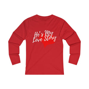 Love Story Adult Female Fitted Long Sleeve Tee Black, Sport Grey, Navy, Red