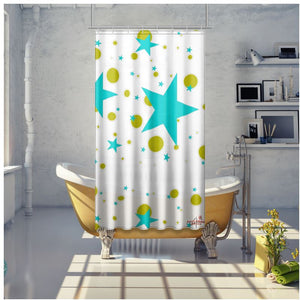 Aqua Shoot For The Stars Shower Curtain