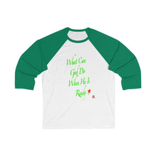 Load image into Gallery viewer, Ready Adult Female 3/4 Sleeve Baseball Tee in White/Kelly, White/Navy, White/Red, White/True Royal, White/Black,Black/White
