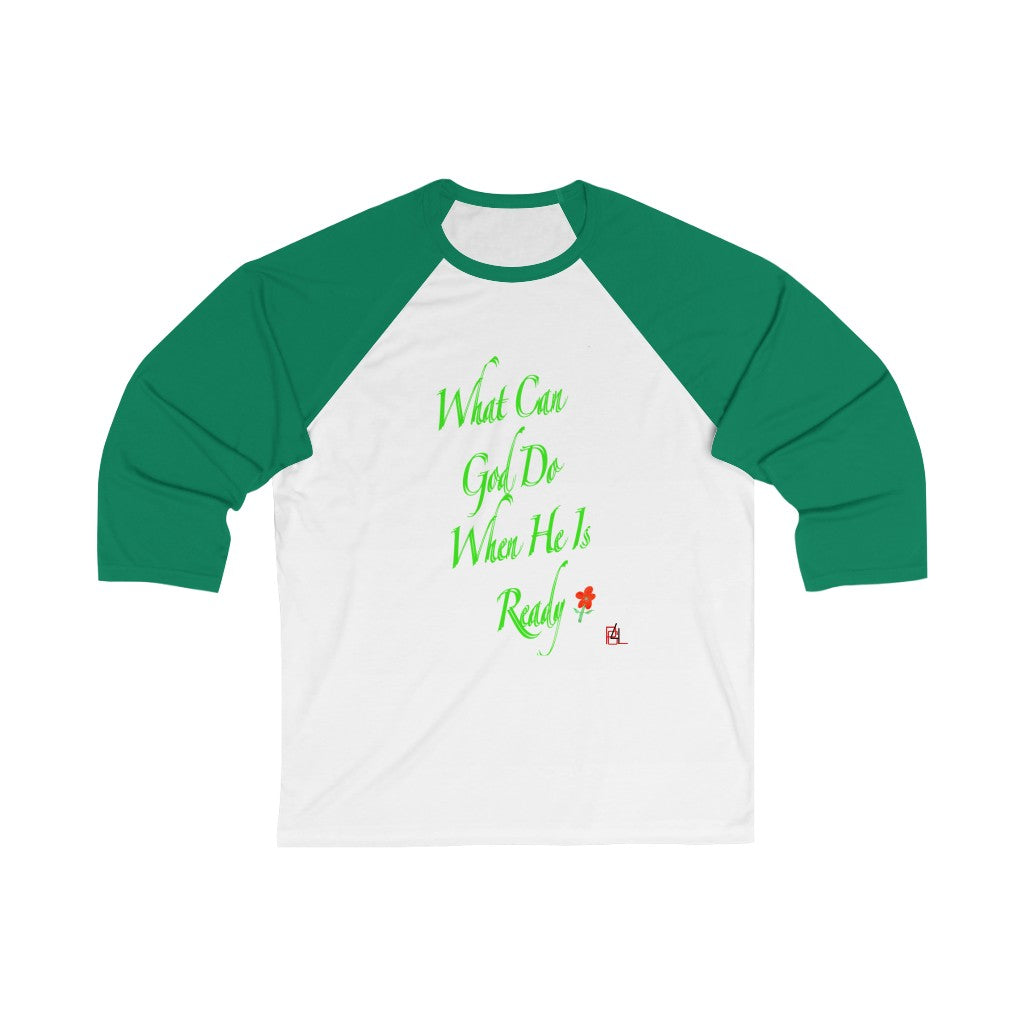 Ready Adult Female 3/4 Sleeve Baseball Tee in White/Kelly, White/Navy, White/Red, White/True Royal, White/Black,Black/White