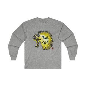 But God Adult Male Ultra Cotton Long Sleeve Tee in White, Sport Grey, Ash, Forest Green, Dark Heather