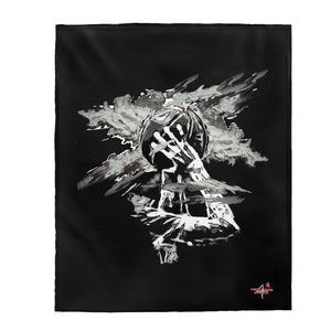 Heat Black/White Velveteen Plush Blanket in 30”x40”, 50”x60”, 60”x80”