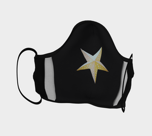 Heat Black/White Star Male Face Mask in Adult, Youth