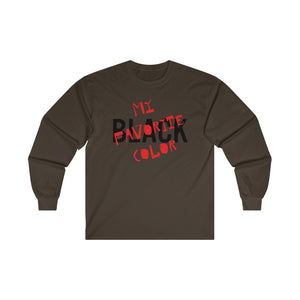 Black My Favorite Color Adult Male Ultra Cotton Long Sleeve Tee in White, Gold, Sport Grey, Dark Chocolate, Ash, Carolina Blue, Royal, Purple