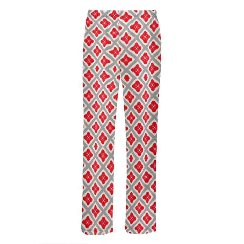 Grey On Red Silk Adult Male Lounge Pants