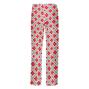 Grey On Red Silk Adult Male Lounge Pants