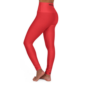 Red Adult Female High Waisted Yoga Leggings