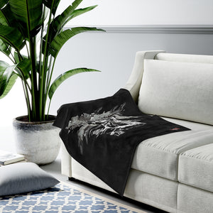 Heat Black/White Velveteen Plush Blanket in 30”x40”, 50”x60”, 60”x80”