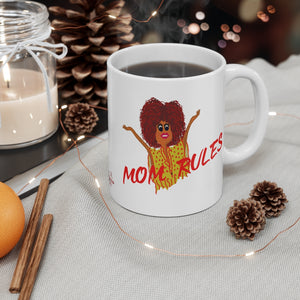 Red Mom Rules Mug 11oz