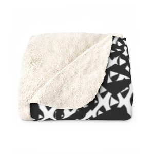 Jungle Sherpa Fleece Blanket with White Lining in White/Black 50”x60”, Black/White 60”x80”