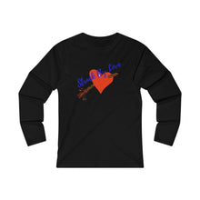 Load image into Gallery viewer, Struck By Love Adult Female Fitted Long Sleeve Tee in White, Black, Sport Grey, Navy, Red
