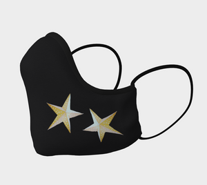 Heat Black/White Star Male Face Mask in Adult, Youth