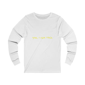 I Got This Adult Female Jersey Long Sleeve Tee in White, Athletic Heather, Red