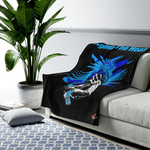 Heat Blue Bring It Velveteen Plush Blanket in 30”x40”, 50”x60”, 60”x80”