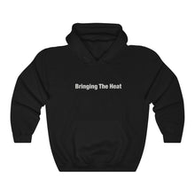 Load image into Gallery viewer, Heat Black/White Adult Male Heavy Blend™ Hooded Sweatshirt in Black, Charcoal, Dark Heather, Navy, Purple
