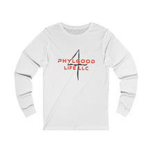 Load image into Gallery viewer, Phylgood Red Adult Female Jersey Long Sleeve Tee in White, Athletic Heather
