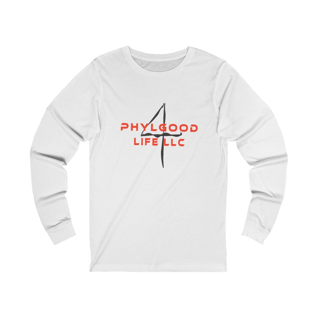 Phylgood Red Adult Female Jersey Long Sleeve Tee in White, Athletic Heather