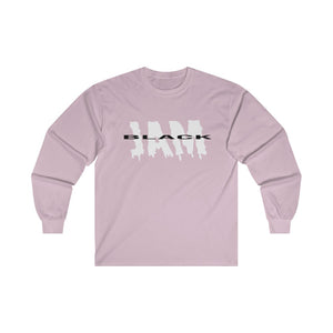 Black Jam Adult Female Ultra Cotton Long Sleeve Tee in Sport Grey, Gold, Irish Green, Light Pink, Red