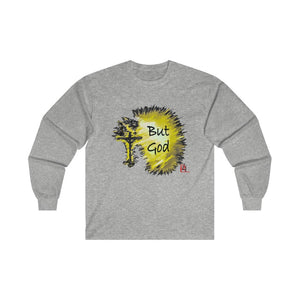 But God Adult Male Ultra Cotton Long Sleeve Tee in White, Sport Grey, Ash, Forest Green, Dark Heather