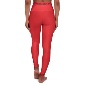 Red Adult Female High Waisted Yoga Leggings