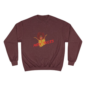 Red Mom Rules Adult Female Champion Sweatshirt (5 Colors)