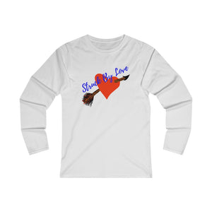 Struck By Love Adult Female Fitted Long Sleeve Tee in White, Black, Sport Grey, Navy, Red
