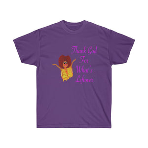 Thank God For What’s Leftover Adult Female Ultra Cotton Tee in 4 Colors